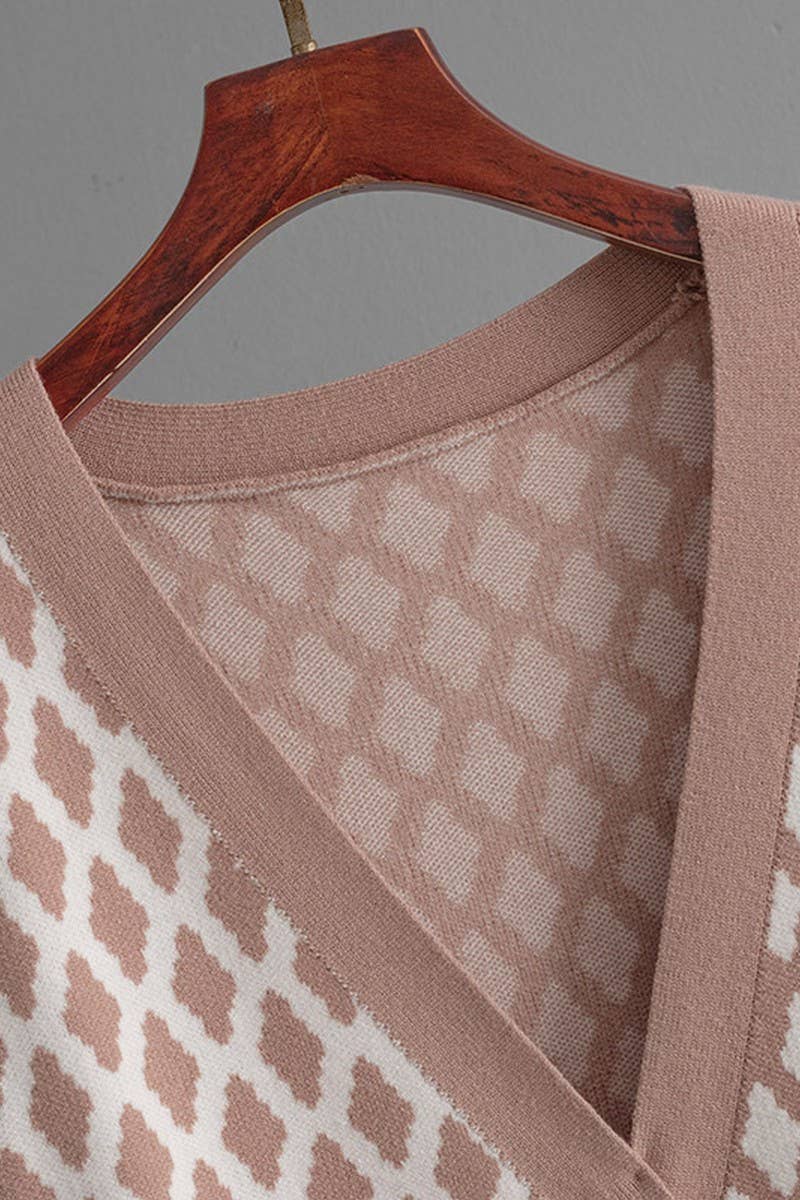 CWOCAL00672_LOOSE CASUAL JACQUARD KNIT CARDIGAN