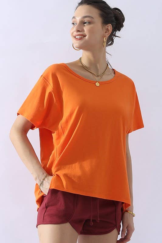 CWTTS691_LOOSE FIT ROUND NECK SHORT SLEEVE T SHIRT TOP