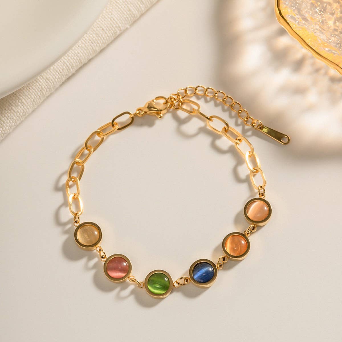 FASHION NATURAL STONE FANTASY CAT'S EYE BRACELET_CWAJE1901