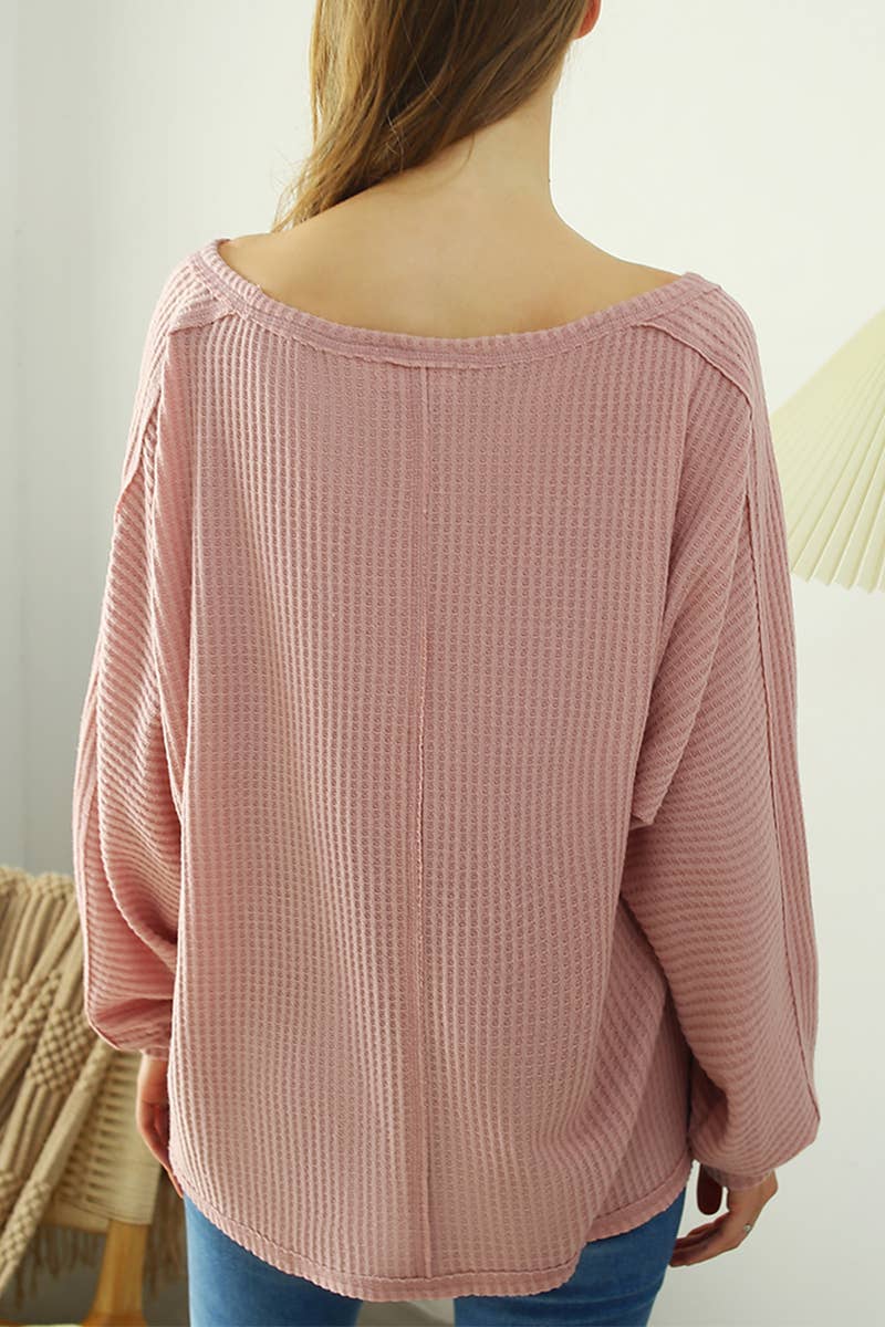 CWTTL1094_RAW DETAILED LOOSE FIT SOFT SWEATER KNIT TOP