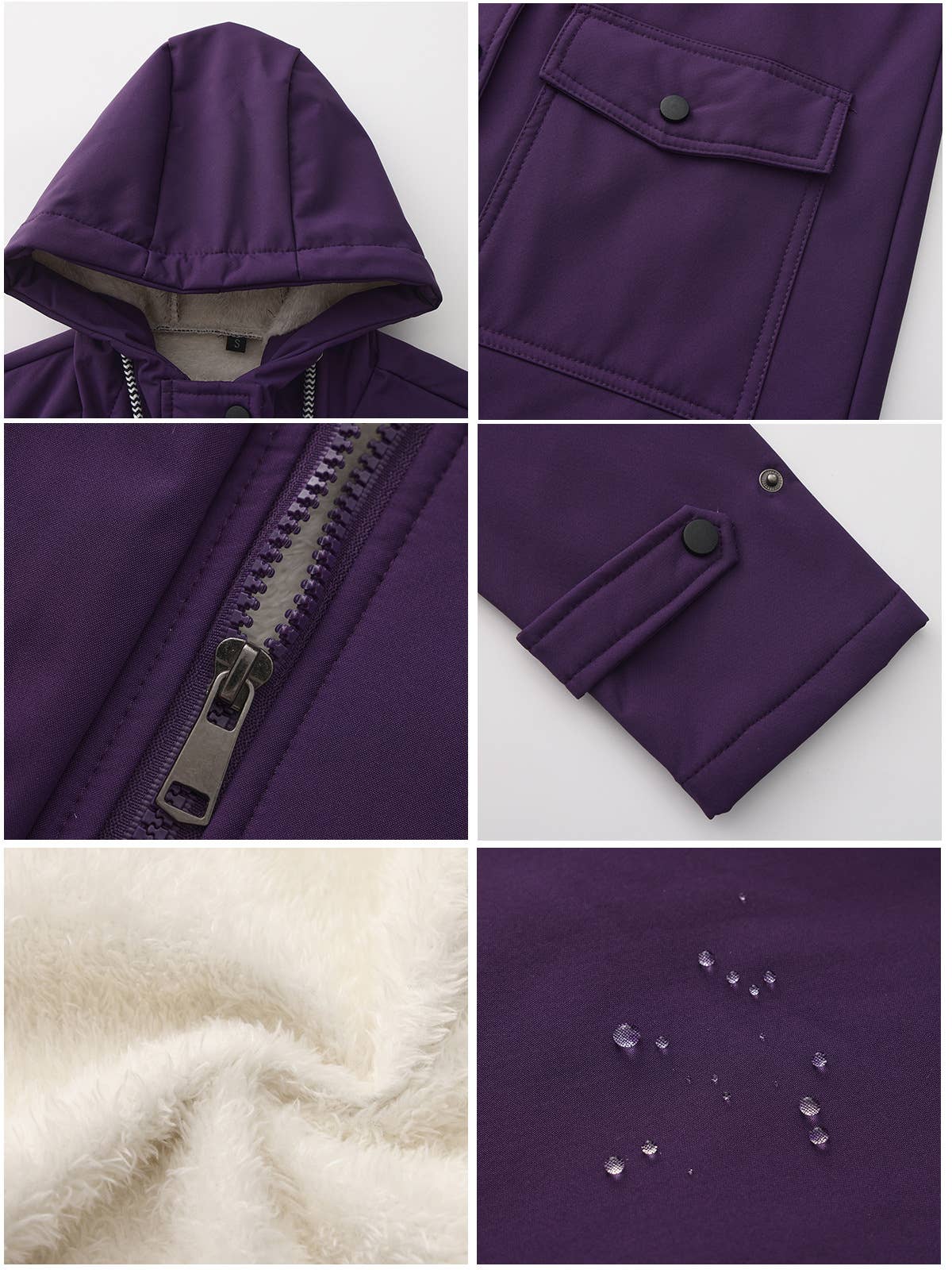Composite fleece waterproof hooded jacket