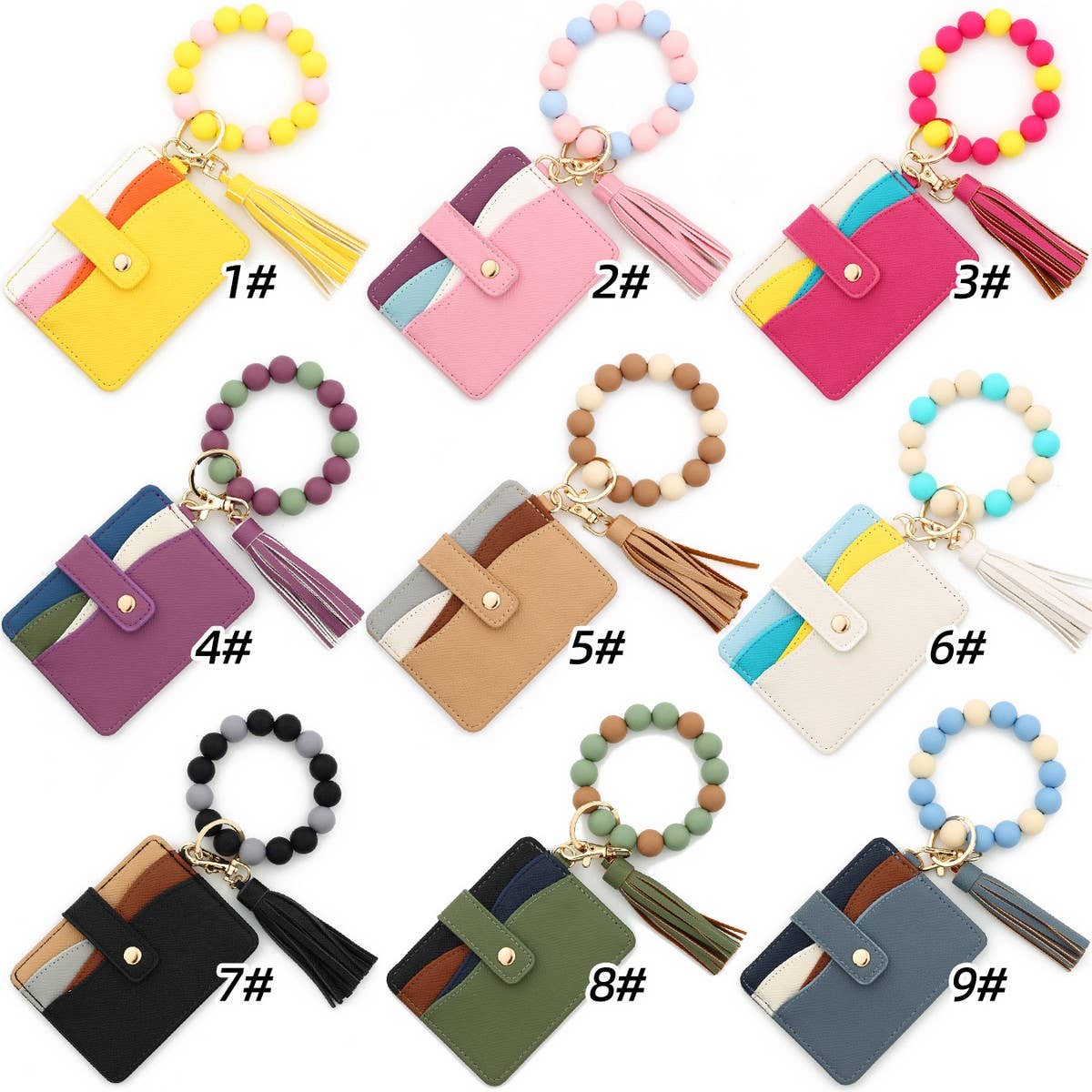 Silicone Bead Bracelet Keychain with ID Wallet_CUAB00446