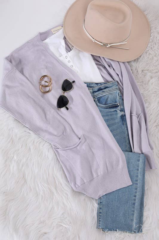 CWOSWL061_LOOSE FIT WITH POCKET SWEATER CARDIGAN