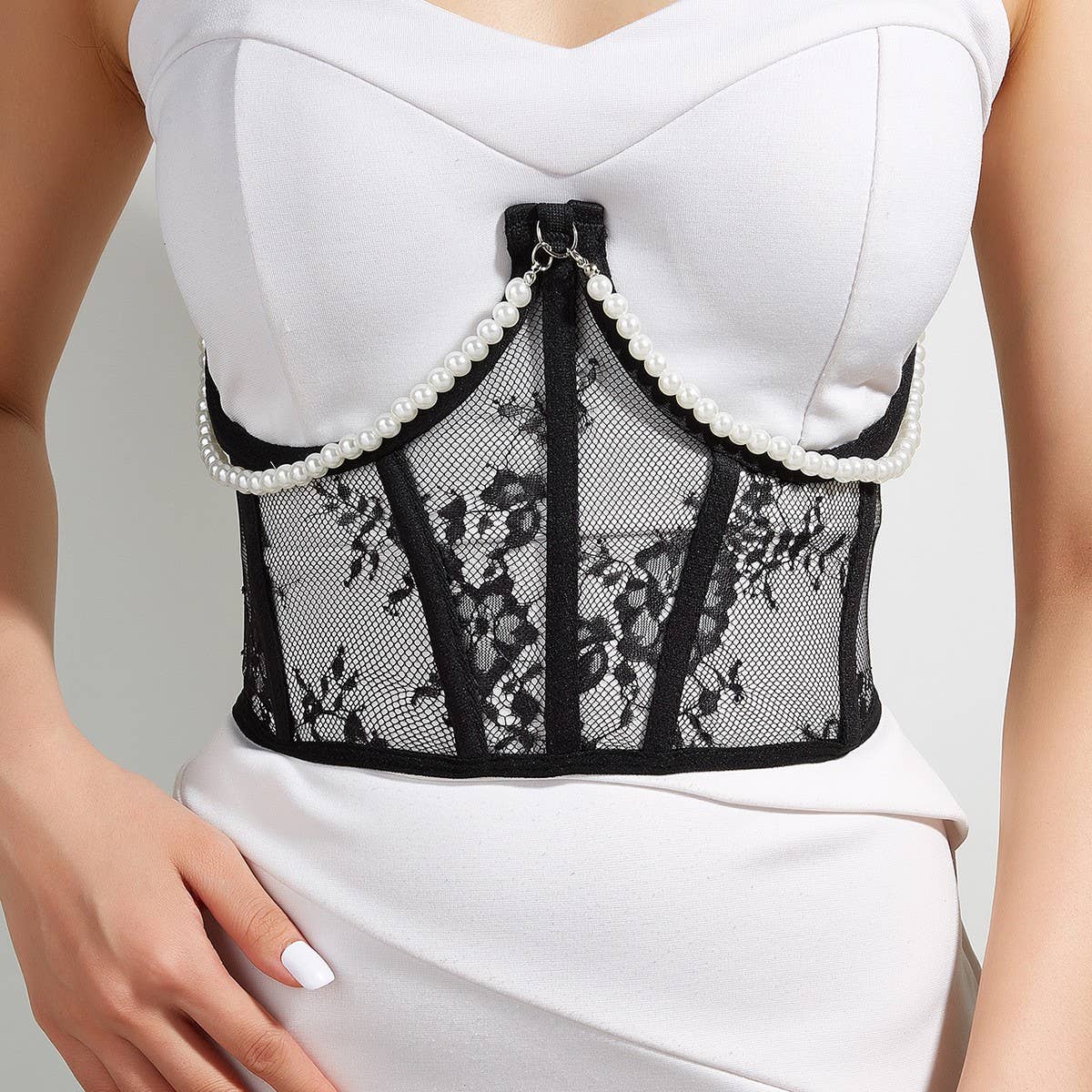 CWABE0982_WAIST AND BUST BELT STEEL RING FISHBONE WAIST BELT