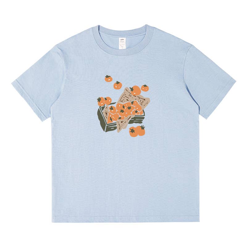 CWTTS0959_TOMATO PRINT CASUAL LOOSE SHORT SLEEVE T SHIRT