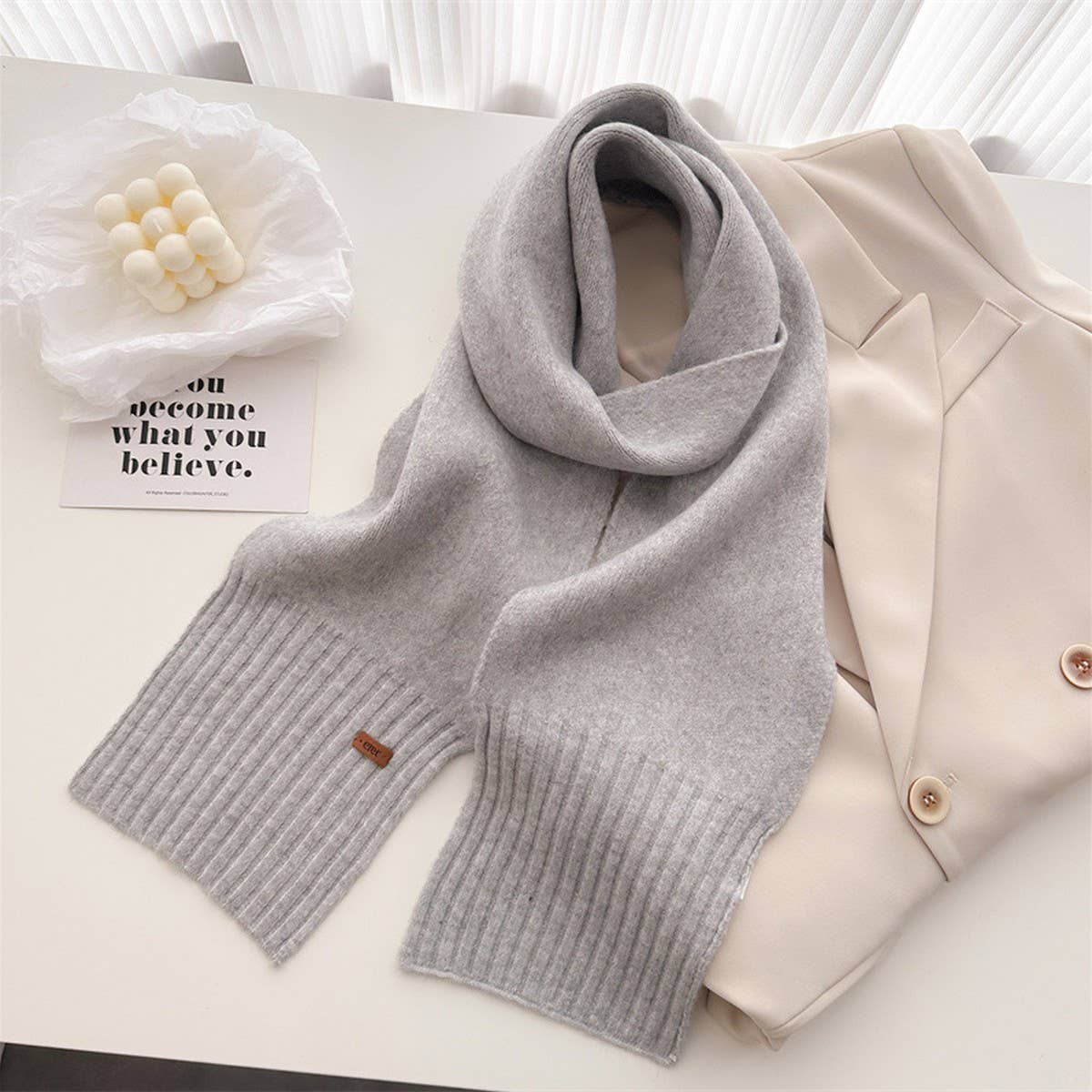 Warm Minimalist Wool Wrap Scarf for Fall Days