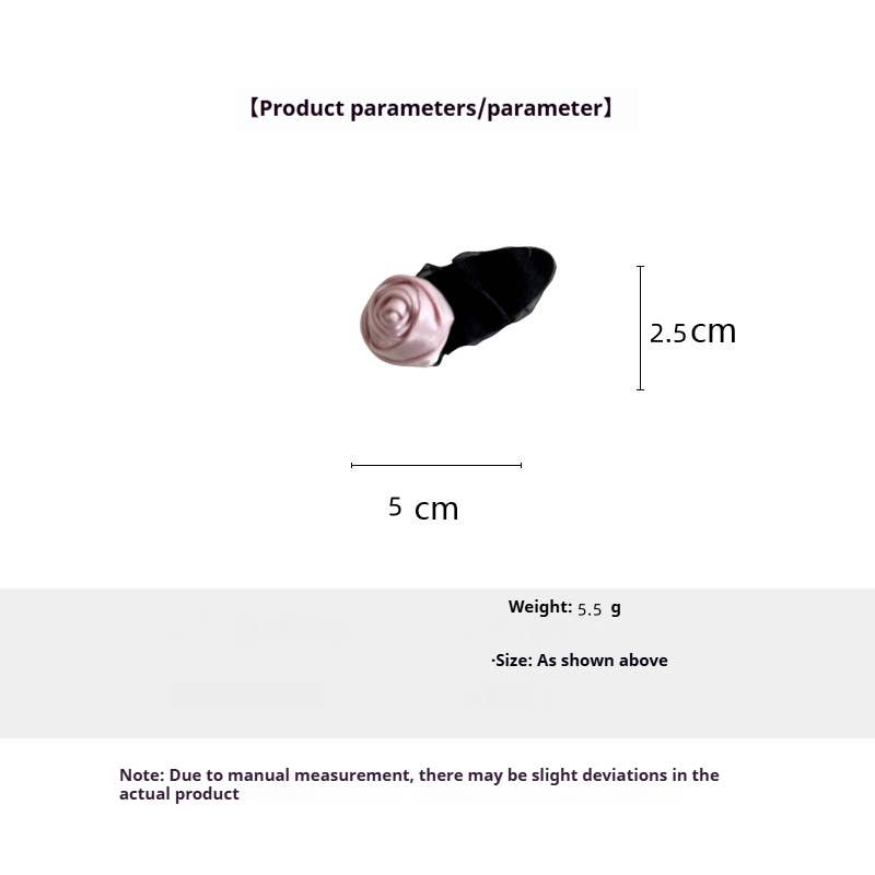 Pink Rose Mesh Hair Clip, Crease Duckbill Bang Pin_CWAHA4693