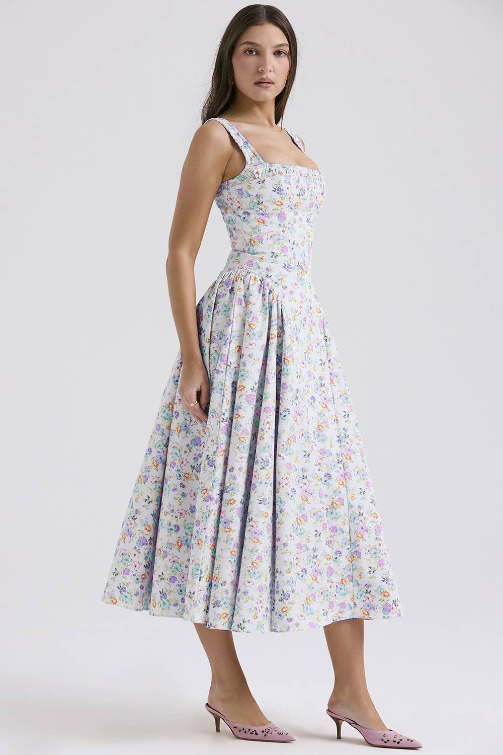 FLORAL BOHO CHIC HALTER DRESS WITH SLIMMING WAIST