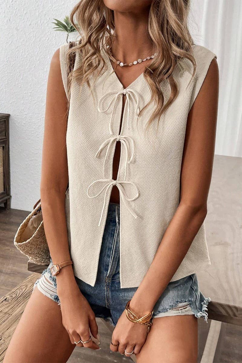 CWOV0713_SUMMER SOLID COLOR SLEEVELESS KNITTED VEST