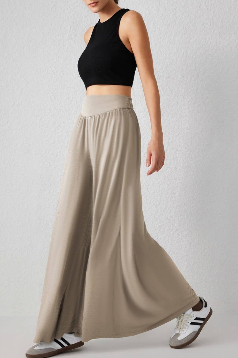 CWBLP1863_SOLID COLOR CASUAL HIGH WAIST WIDE LEG PANTS