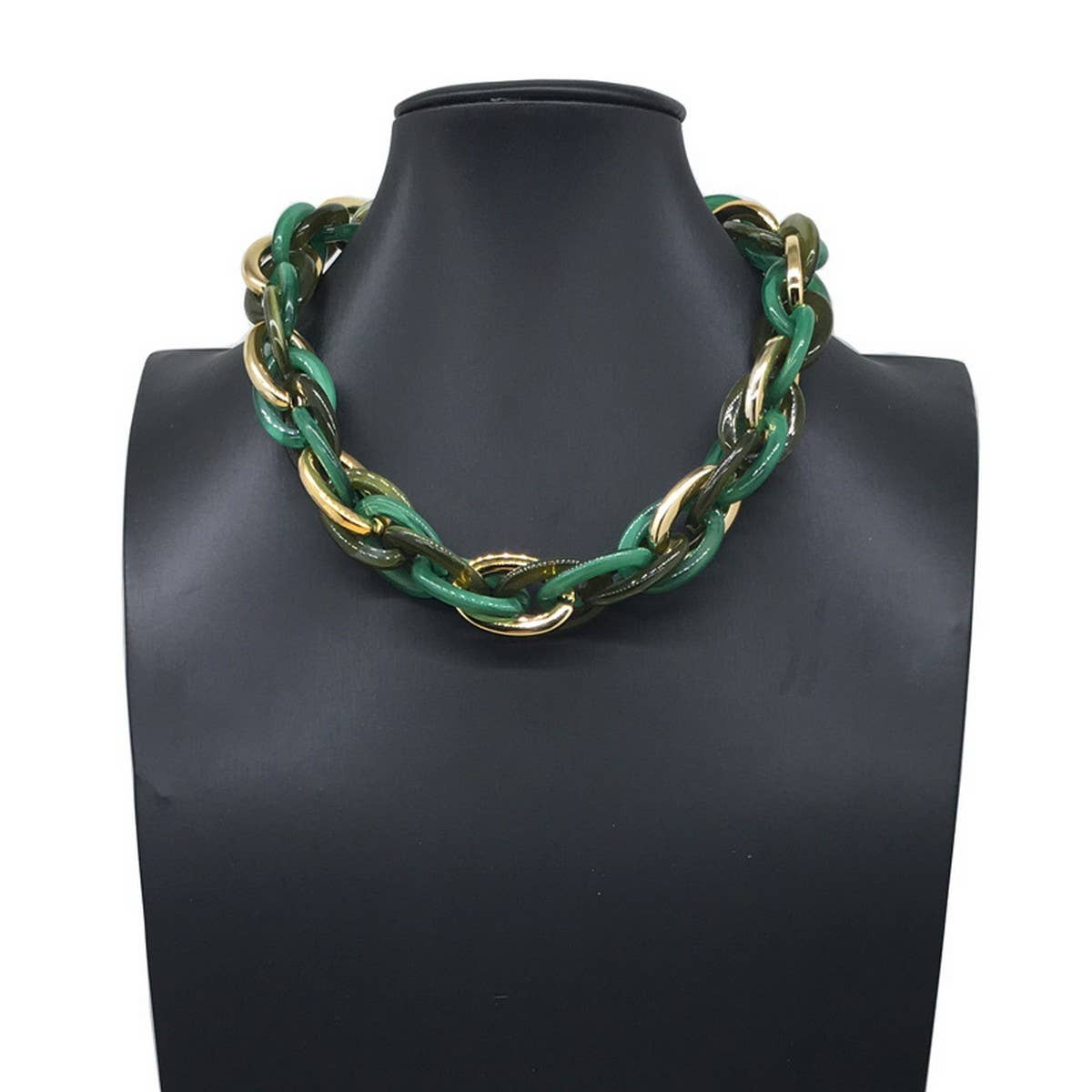 HIP HOP CLAVICLE CHAIN COLORFUL RESIN NECKLACE