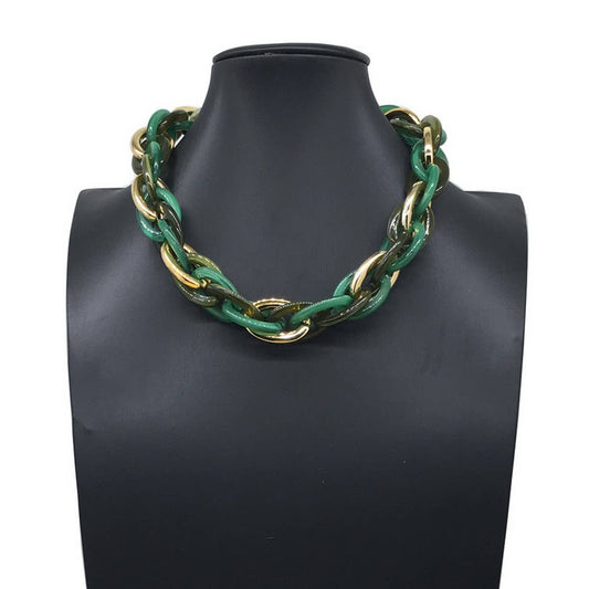 HIP HOP CLAVICLE CHAIN COLORFUL RESIN NECKLACE