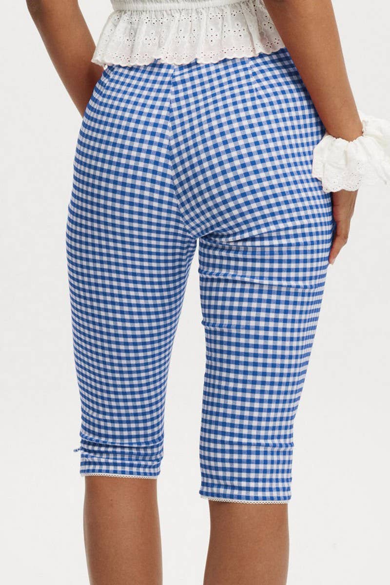 CWBSP0573_SLIM FIT PLAID STRETCH STRAIGHT SHORT PANTS