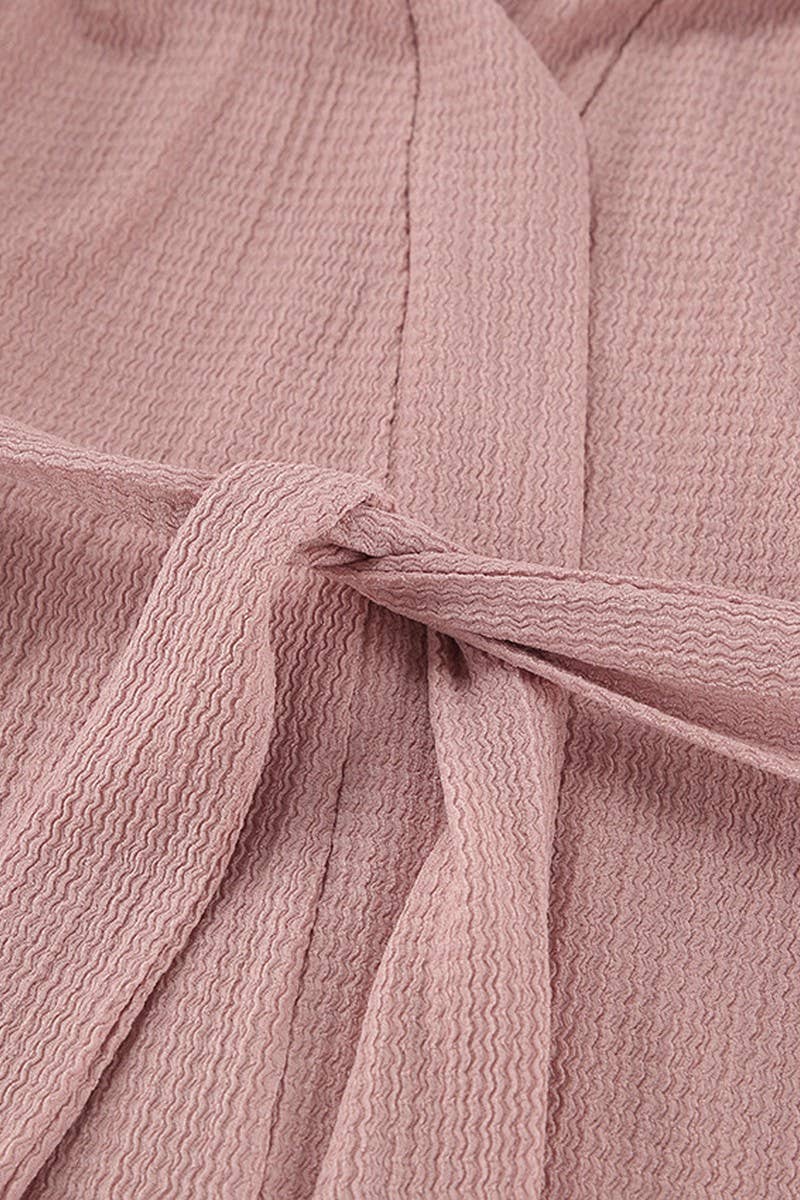 CWSPJ0404_SOLID COLOR KNITTED PAJAMAS THREE-PIECE SET