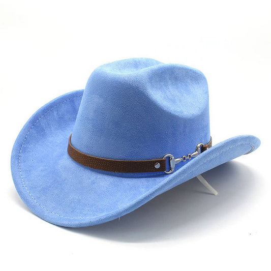 Vintage Cowboy Hat Felt Jazz Hat with Belt Decor_CWAH2509