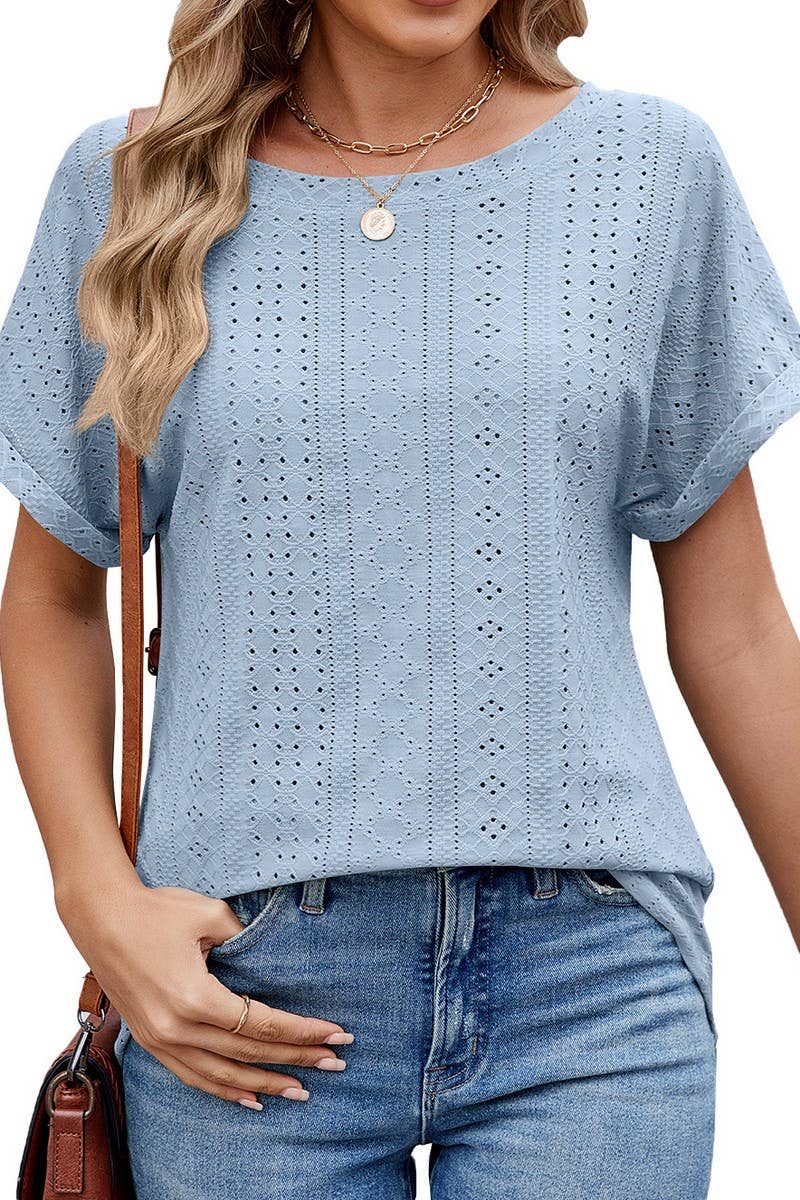 CWTBLS2281_LOOSE FIT CREW NECK SHORT SLEEVE CASUAL T-SHIRT