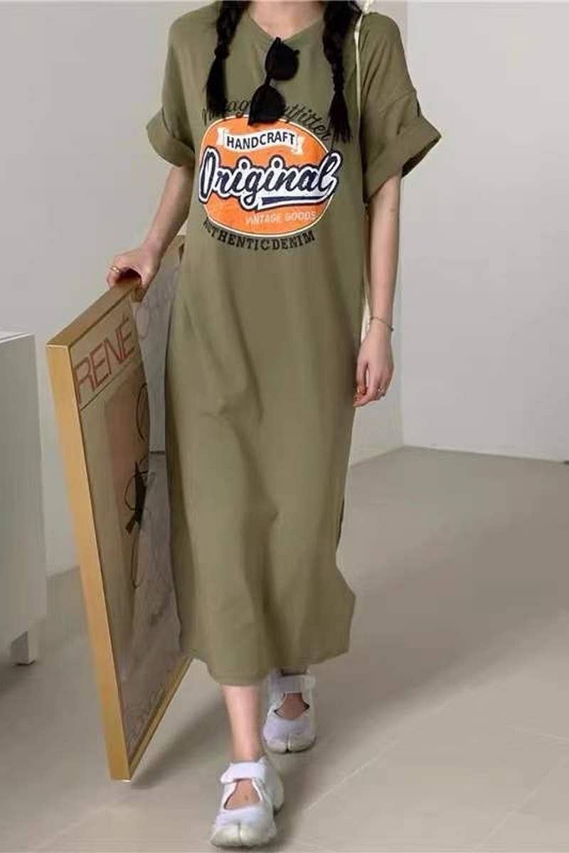 CWTDSS0019_PRINTED LARGE SIZE LOOSE SLIT T-SHIRT DRESSSS