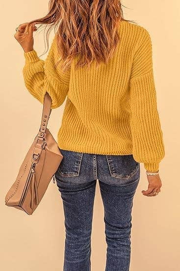 CREW-NECK FLARED CUFF JUMPER LOOSE SWEATER