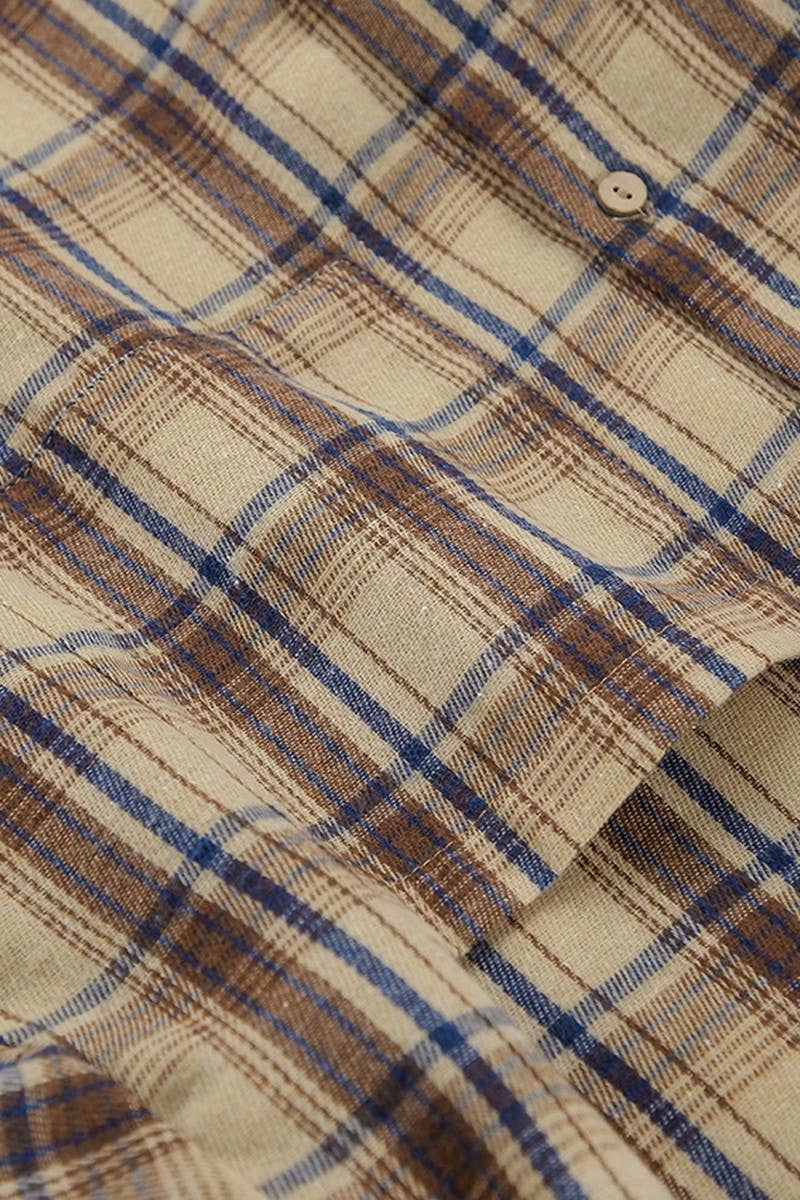 CWSPJ0212_PLAID CARDIGAN PAJAMAS TWO-PIECE HOME WEAR SET