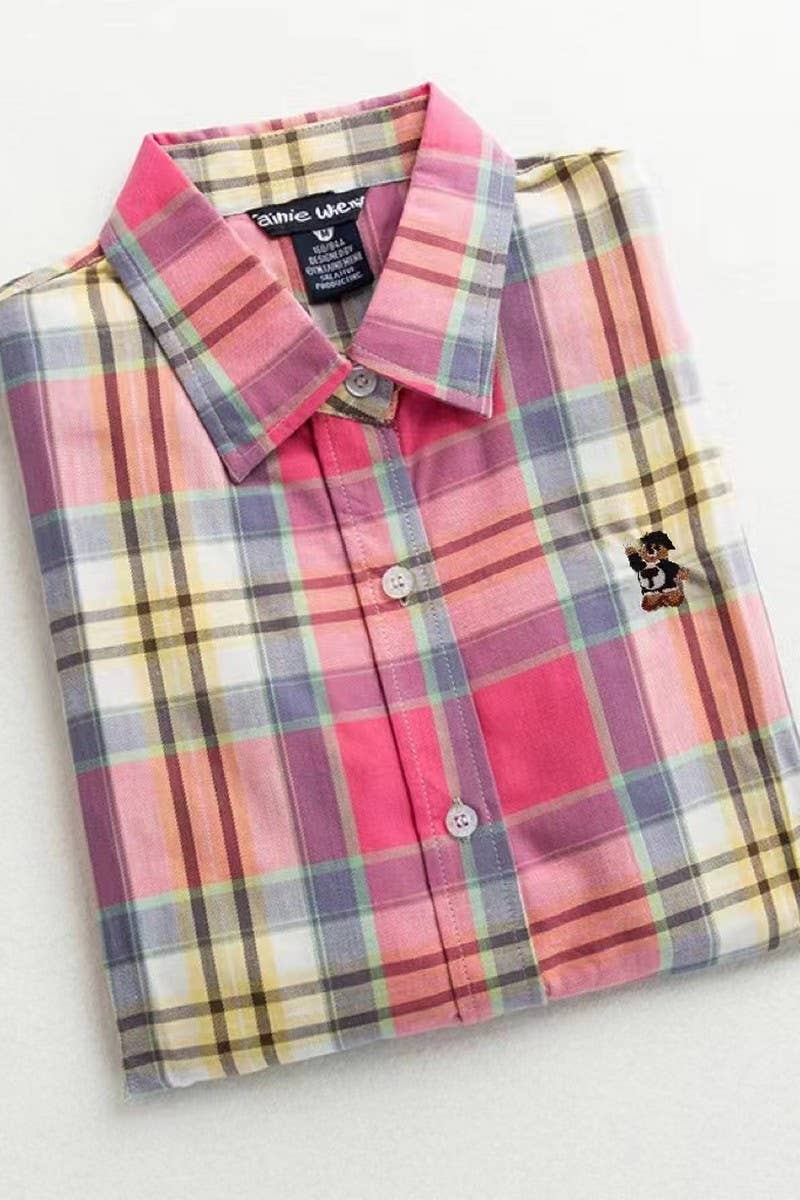 CWTSTL2245_LONG-SLEEVED COTTON THIN PLAID BOTTOMING SHIRT