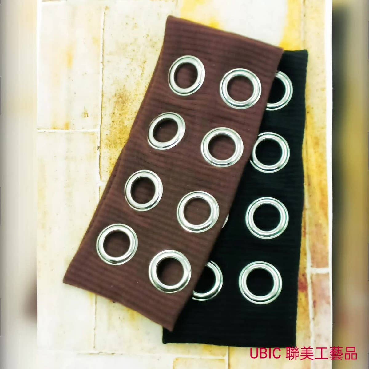 Wide Punk Fabric Headband with Metal Eyelets