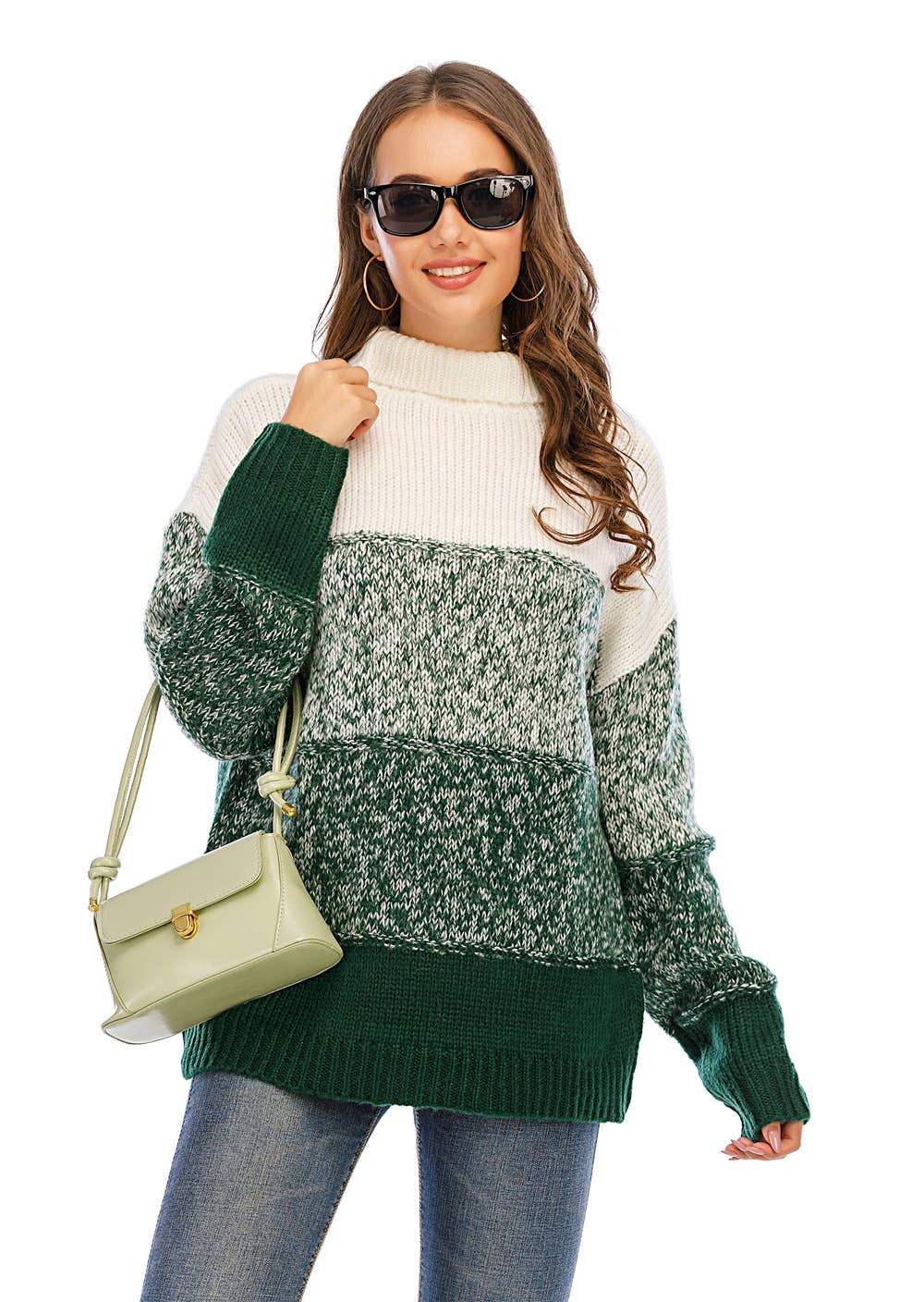 COLOR CONTRAST PATCHWORK THICKENED SWEATER