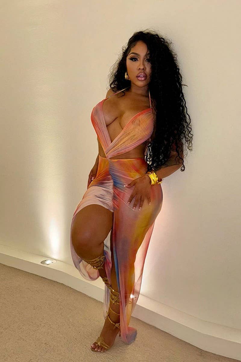 CWDMD6431_SEXY HOT GIRL HALTER NECK BACKLESS LACE-UP DRESS