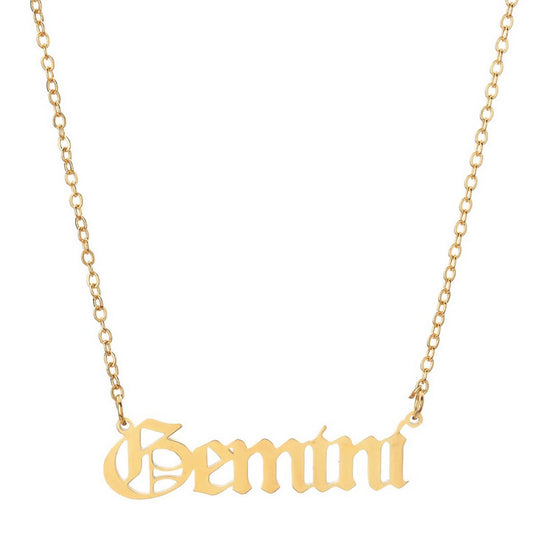 STAINLESS STEEL ZODIAC PENDANT CLAVICLE NECKLACE_CWMM2719