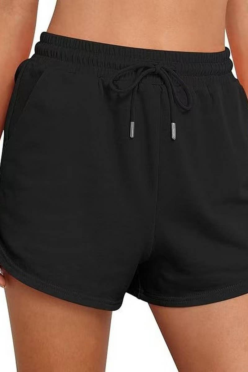CWBSP0567_SOLID COLOR DRAWSTRING POCKET ATHLETIC SHORTS