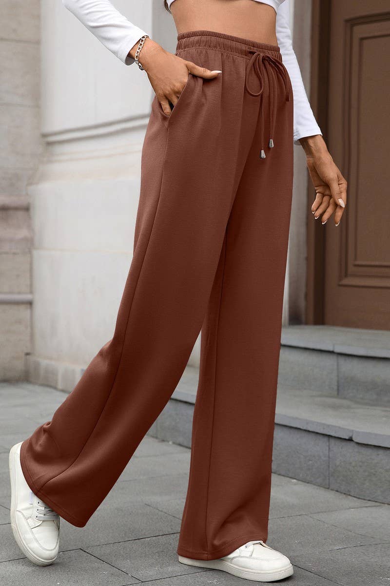 CWBLP01089_DRAWSTRING CASUAL LOOSE STRAIGHT-LEG TROUSERS