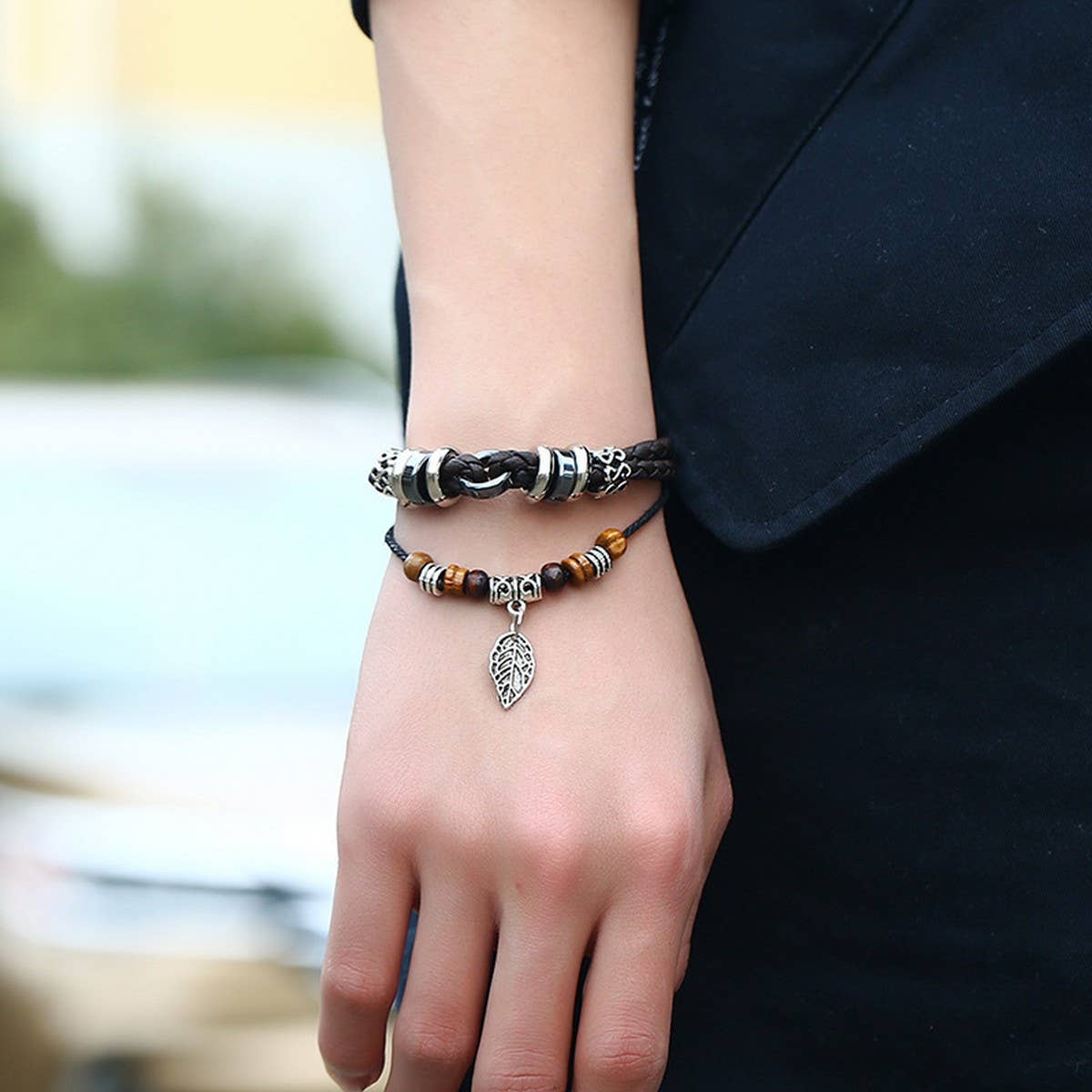 FASHIONABLE AND CREATIVE LEAF PENDANT BRACELET_CWMM4458