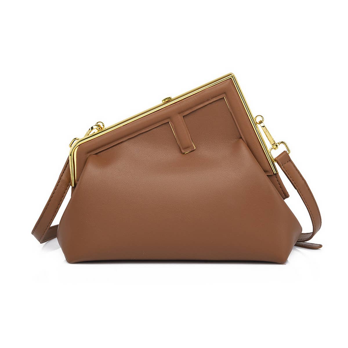 RETRO SIMPLE METAL CLIP SHOULDER BAG_CWAB1598