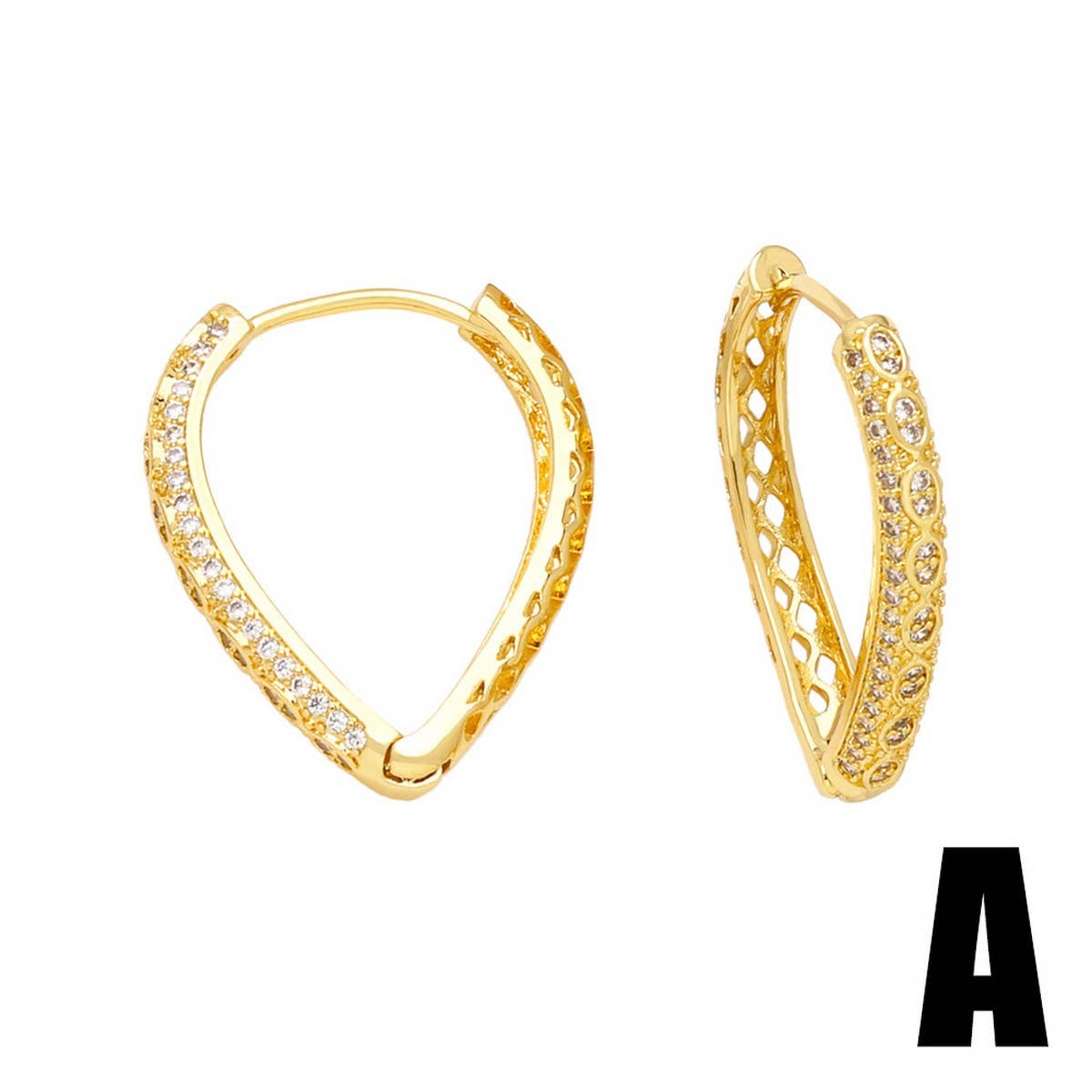 GOLD PLATED HEART SHAPED PENDANT EARRINGS