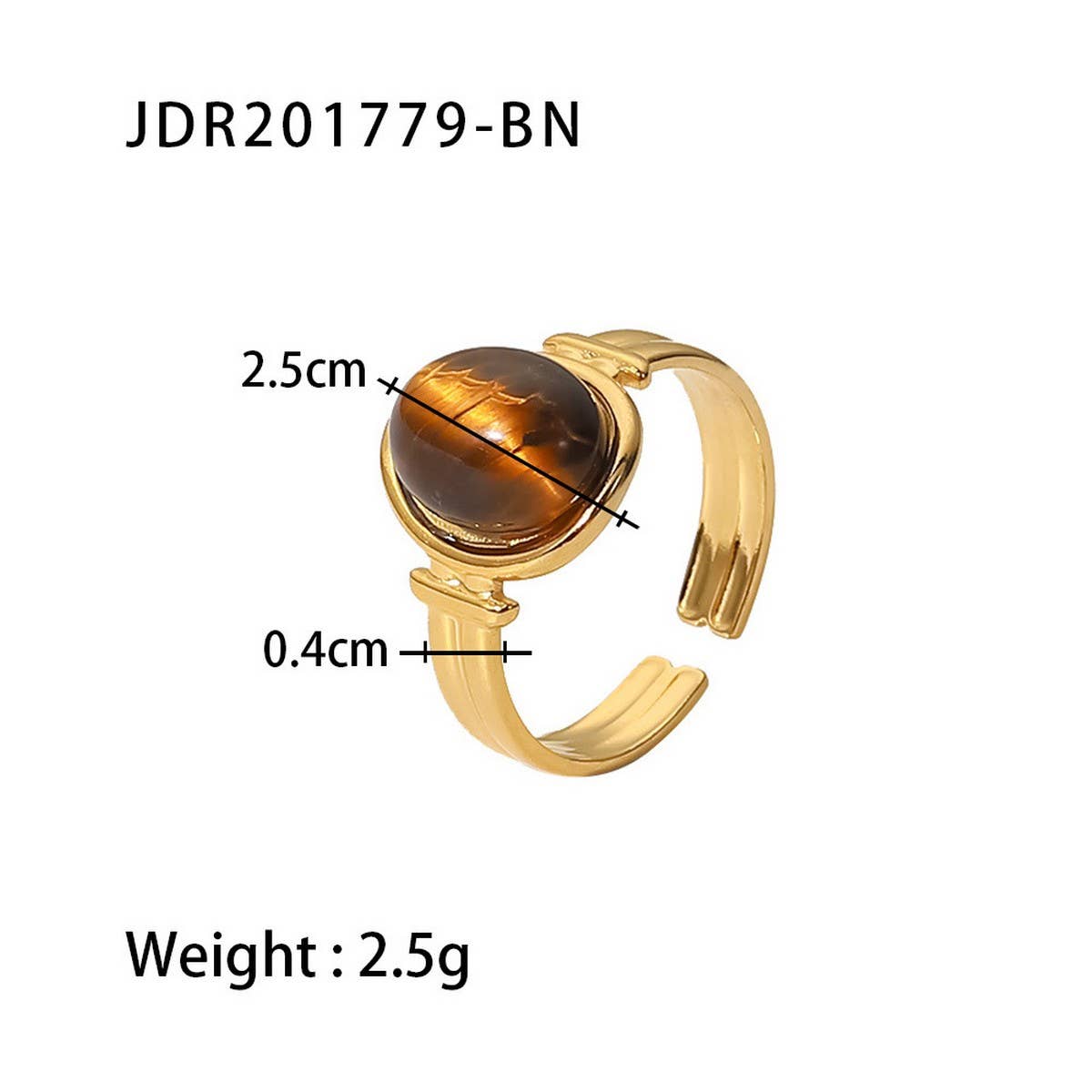 INLAID NATURALSTONE STAINLESS STEEL OPEN RINGS