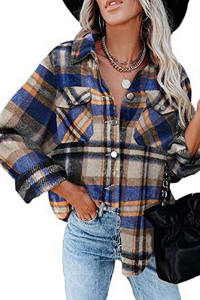 CWTSTL0874_Button Down Plaid Long Sleeve Casual Shirts