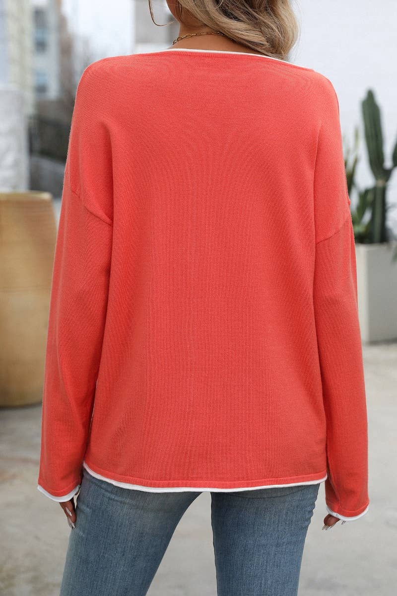 CWOSWL4671_AUTUMN WINTER CREW NECK LONG SLEEVE SWEATER TOP