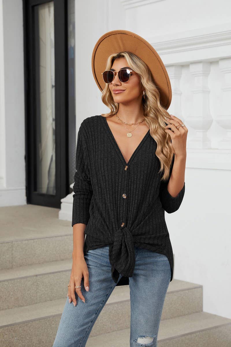 CWOCAL1348_SOLID COLOR BUTTON CASUAL LONG SLEEVE CARDIGAN