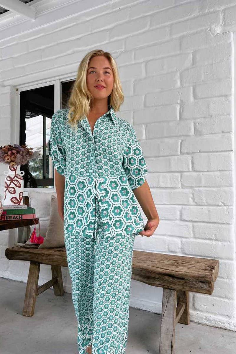 CWSTB1785_FLORAL PRINT CASUAL FASHION SHIRT SET