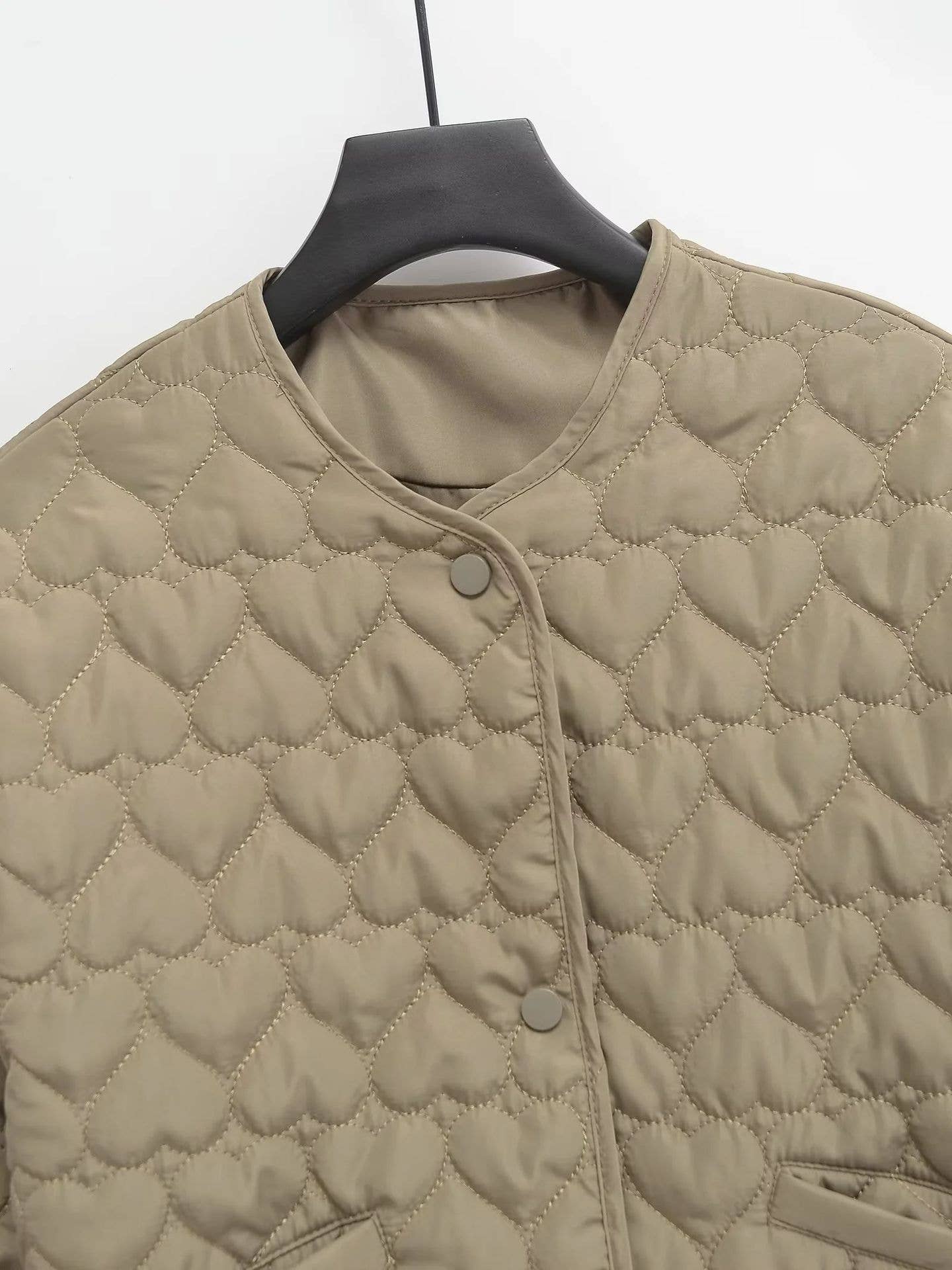 Button-down heart-shaped quilted cotton jacket