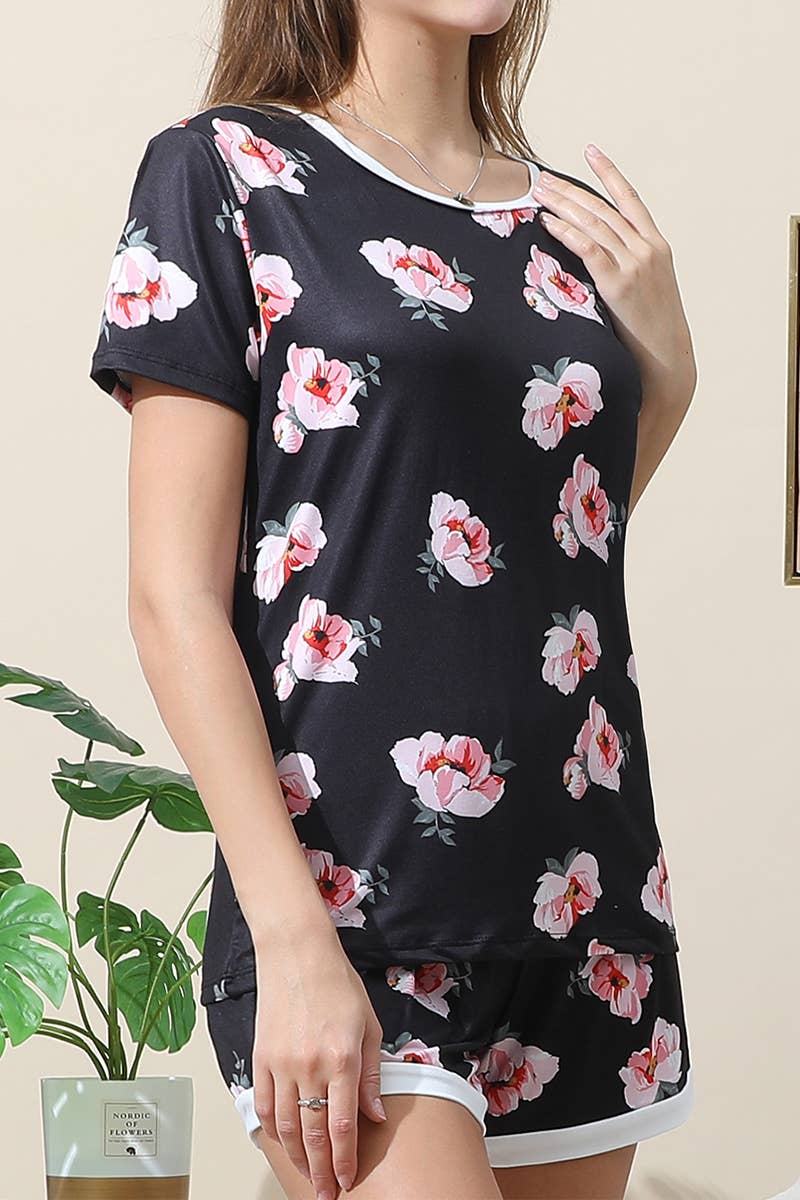 CWSPJ031-P_SHORT SLEEVE TOP WITH SHORTS PAJAMA SET