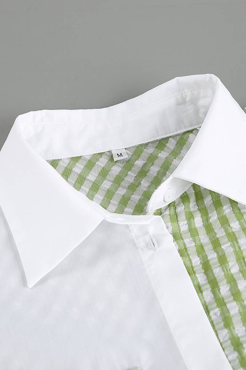 CWTBLL00614_DESIGNED PATCHWORK LONG-SLEEVED PLAID SHIRT