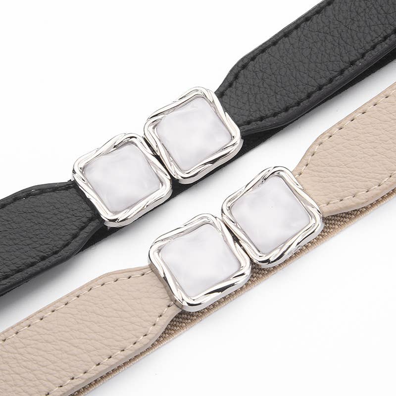Metal hook buckle retro elastic fine belt