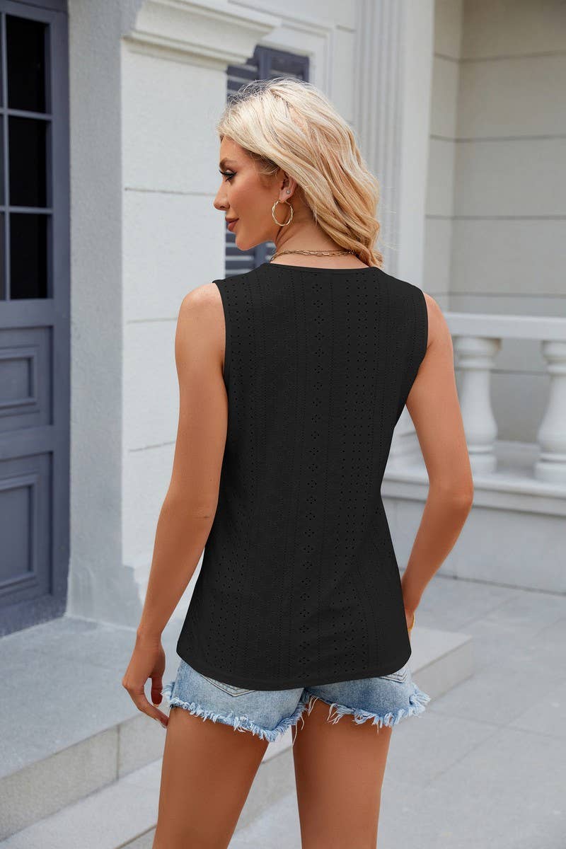 CWTTSL0238_V-Neck Sleeveless Knit Top