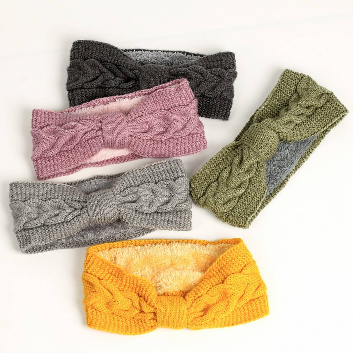 CWMM10071_FLEECE KNIT HEADBAND WITH BOW