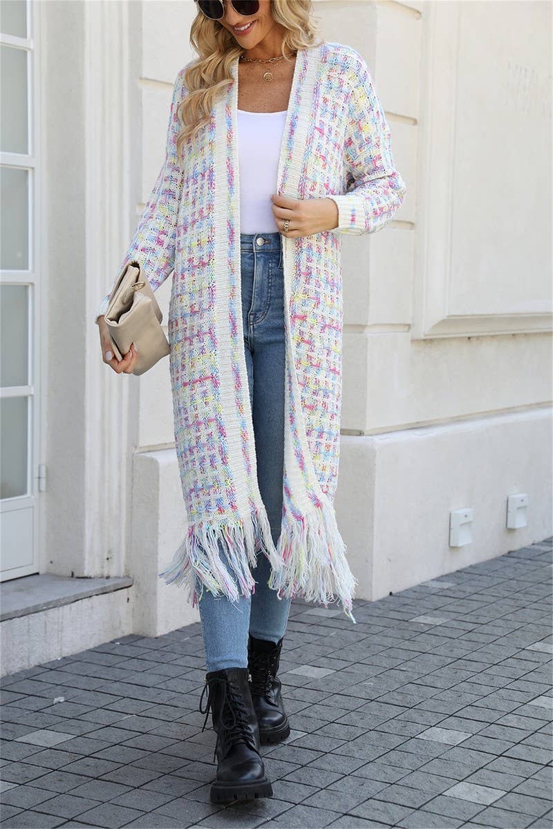 CWOCAL0933_FRINGED LONG COLORFUL CARDIGAN COAT