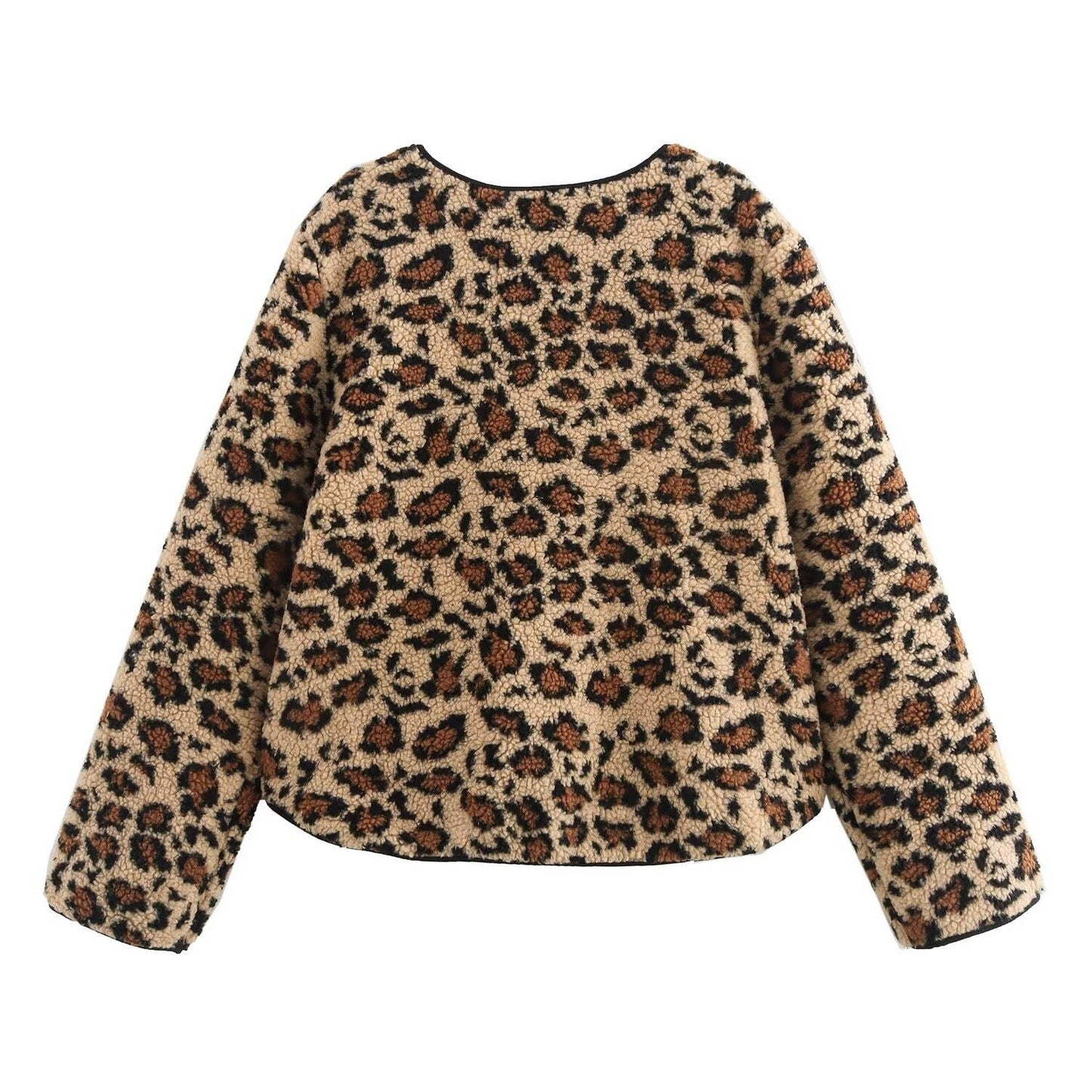Fashionable leopard print bow long-sleeved coat