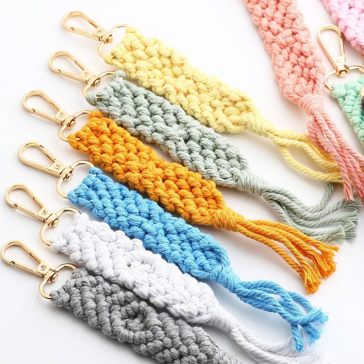 Boho Cotton Tassel Keychain Handmade Woven Charm_CWAB5081