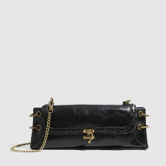 Retro Bronze Lock Biker Shoulder Crossbody_CWAB5725