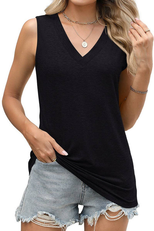 CWTTSL0307_NEW SPRING AND SUMMER V-NECK LOOSE CASUAL VEST