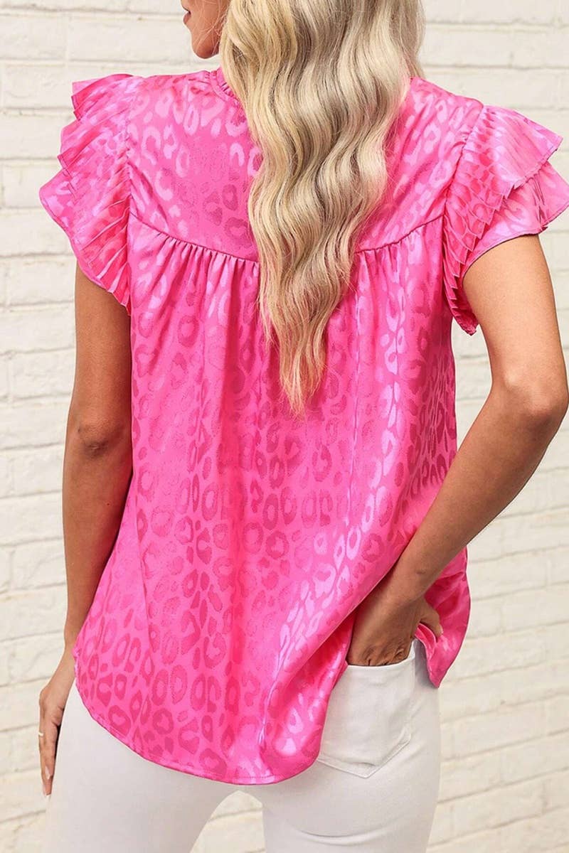 CWTBLSL0444_PRINTED LOTUS SLEEVES WITH WAVY COLLAR TOP